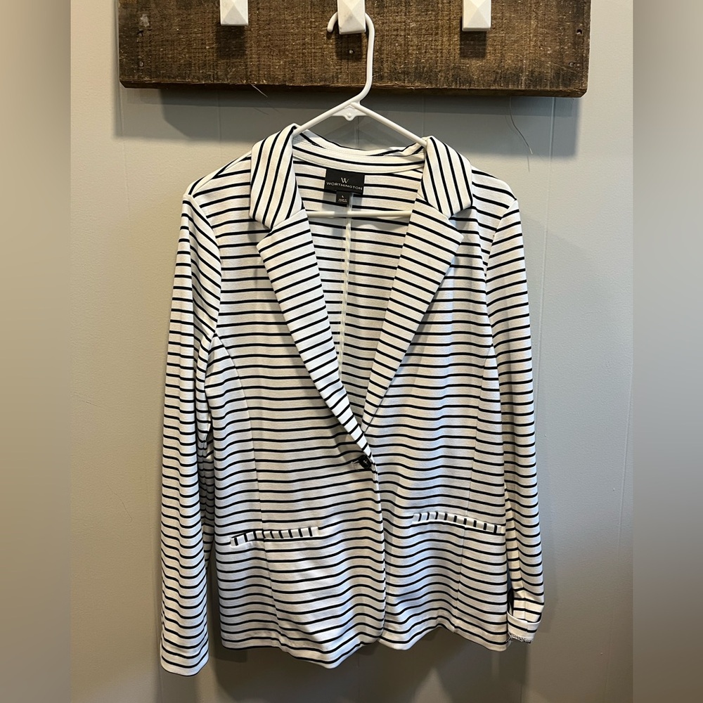 Worthington Striped Ponte Knit Blazer